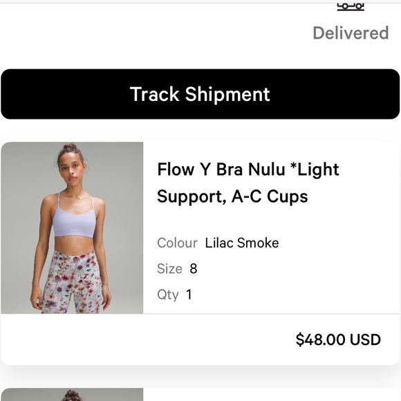 Lululemon Flow Y bra in lilac smoke - size 8 - Picture 3 of 3